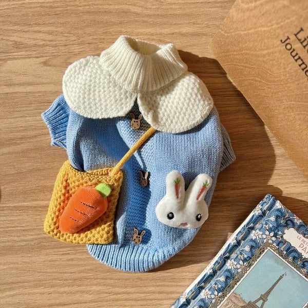 Blue Rabbit Pet Dog Clothes Pet Winter Warm Sweater Teddy Knitted Shirt Dog Two Legs Clothes Pet Supplies XS - XL Puppy Coat - PetPals Store