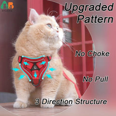 Cat Harness and Leash Set,Upgraded Escape Proof Adjustable Kitten Vest for Cat Outdoor Walking,Reflective Strips for Dark Night - PetPals Store