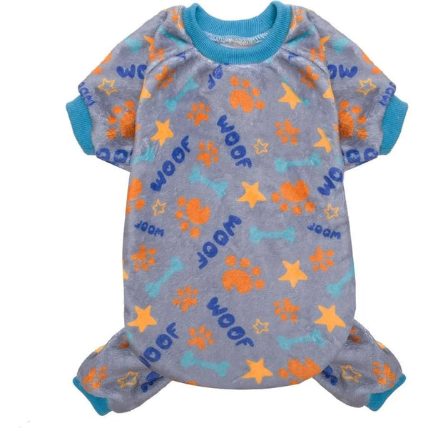 Dog Pajamas for Small Dogs Winter Warm Dog Pjs Clothes Puppy Apparel for Cold Weather Fleece Cute Paw Pattern Pet Onesies Jumps - PetPals Store