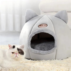 Pet bed with cat ears cat bed for small medium large cats Keep warm in winter Comfortable and soft Machine washable - PetPals Store