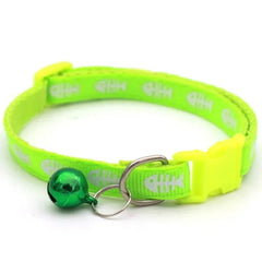 Leisure Adjustable Cartoon Pet Fish Bone Collar Cat Dog Sticker Printed Collar with Bell Pet Neck Decoration Accessories - PetPals Store