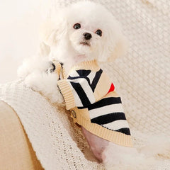 Winter Dog Clothes Chihuahua Soft Puppy Kitten High Striped Cardigan Warm Knitted Sweater Coat Fashion Clothing for Pet Dogs Cat - PetPals Store
