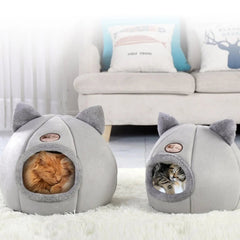 Pet bed with cat ears cat bed for small medium large cats Keep warm in winter Comfortable and soft Machine washable - PetPals Store