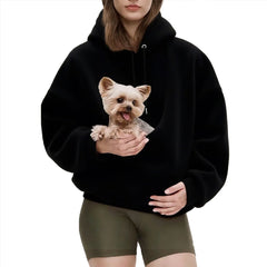 Solid color Men's Kangaroo Hoodie Blackley Sweatshirt with Pet Pocket Cat Carrier Comfortable Unisex Hooded Sweatshirt - PetPals Store