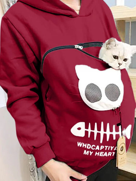 S - 3XL Cat Lovers Hooded Sweatshirt Kangaroo Dog Pet Paw Dropshipping Pullovers Cuddle Pouch Fish Pocket Hoodie - PetPals Store