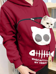S - 3XL Cat Lovers Hooded Sweatshirt Kangaroo Dog Pet Paw Dropshipping Pullovers Cuddle Pouch Fish Pocket Hoodie - PetPals Store