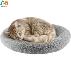 ATUBAN Cat Bed for Indoor Cats, Round Cat Bed for Curl Sleep Basic Pet Mat Wahable Bed for Small Puppy Cats Rabbit, Medium - PetPals Store