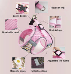 Dog Harness and Leash Set Reflective Pets Chest Strap for Small Puppy Cats Vest Harness Chihuahua Yorkies Teddy Walking Supplies - PetPals Store