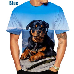 New Men's Casual T-shirt Pet Dog Short Sleeves Shirt Cute Fashion Rottweiler 3D Printing Tops XS~5XL - PetPals Store