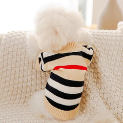 Winter Dog Clothes Chihuahua Soft Puppy Kitten High Striped Cardigan Warm Knitted Sweater Coat Fashion Clothing for Pet Dogs Cat - PetPals Store