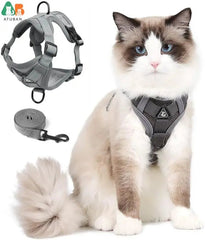 Cat Harness and Leash Set,Upgraded Escape Proof Adjustable Kitten Vest for Cat Outdoor Walking,Reflective Strips for Dark Night - PetPals Store