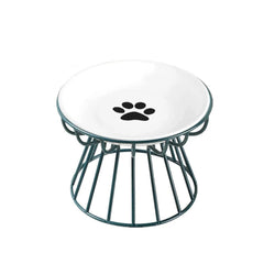 1 Set Pet Ceramic Bowl Iron Rack Cat Food Snacks Canned Plate Anti - Black Chin Anti - Turning Water Does Not Leak Easy To Eat - PetPals Store