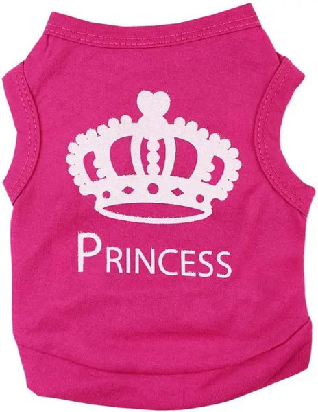 Princess Crown Dog Shirts Vest, Puppy Summer Dog Clothes for Small Dogs, Puppy Cat T Shirt Pet Apparel - PetPals Store