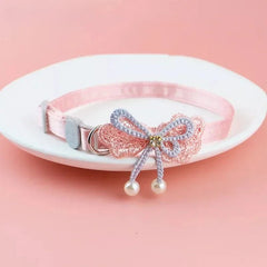 Pet Collar Pink Lace Bow Hanging Bead Cat Choker Bell Dog Cat Supplies Pet Accessories Dog Accessories Dog Cat Products - PetPals Store