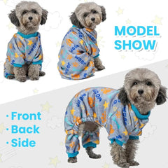 Dog Pajamas for Small Dogs Winter Warm Dog Pjs Clothes Puppy Apparel for Cold Weather Fleece Cute Paw Pattern Pet Onesies Jumps - PetPals Store